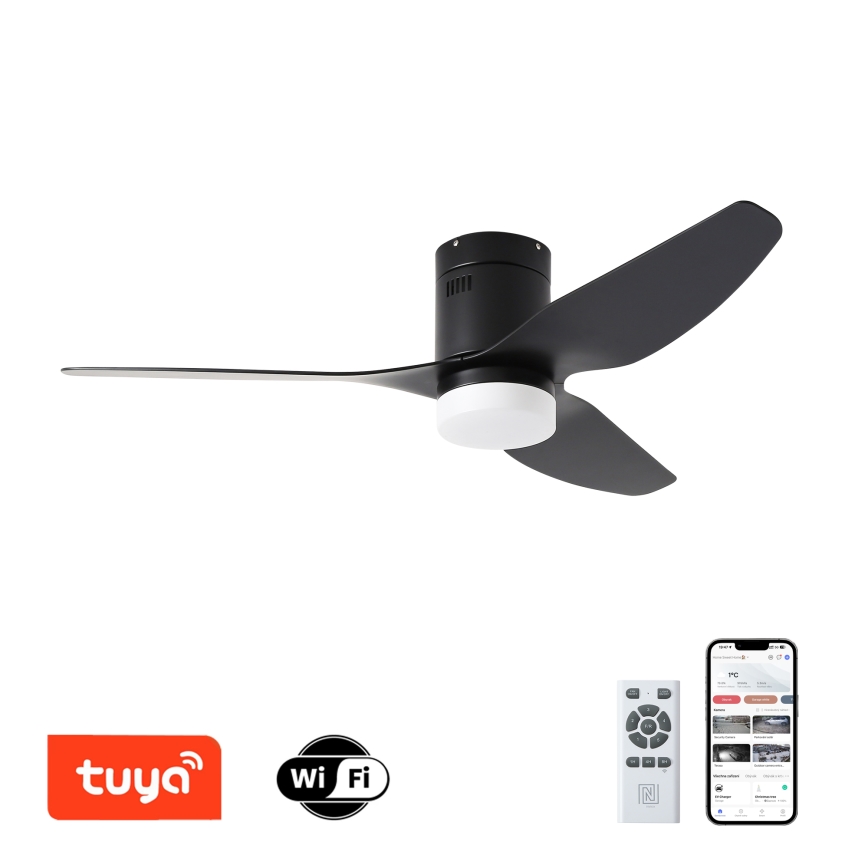ZEVENTI - Ventilador de Teto LED PADUA LED/18W/230V 3000/4000/6000K Wi-Fi Tuya preto + controlo remoto