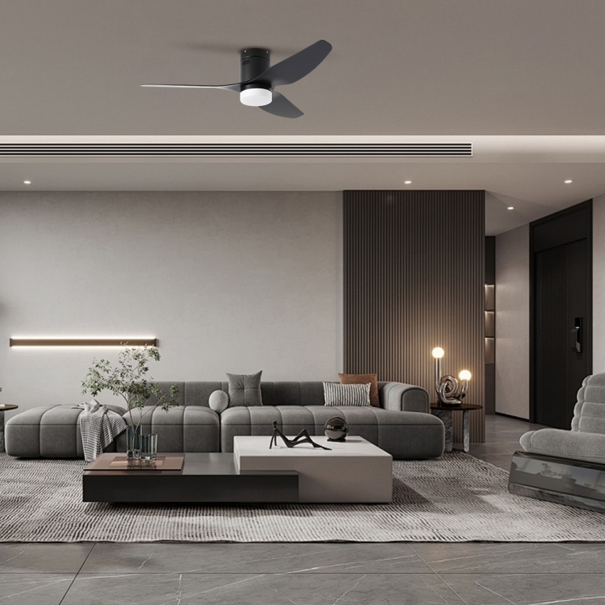 ZEVENTI - Ventilador de Teto LED PADUA LED/18W/230V 3000/4000/6000K Wi-Fi Tuya preto + controlo remoto