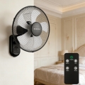 ZEVENTI - Ventilador de parede FANNY 45W/230V, diâmetro 41 cm, preto + comando remoto