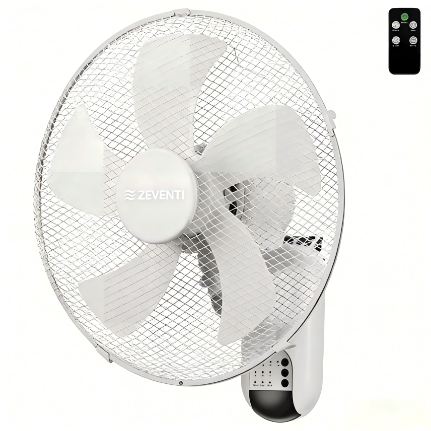 ZEVENTI - Ventilador de parede FANNY 45W/230V Ø 41 cm branco + controlo remoto