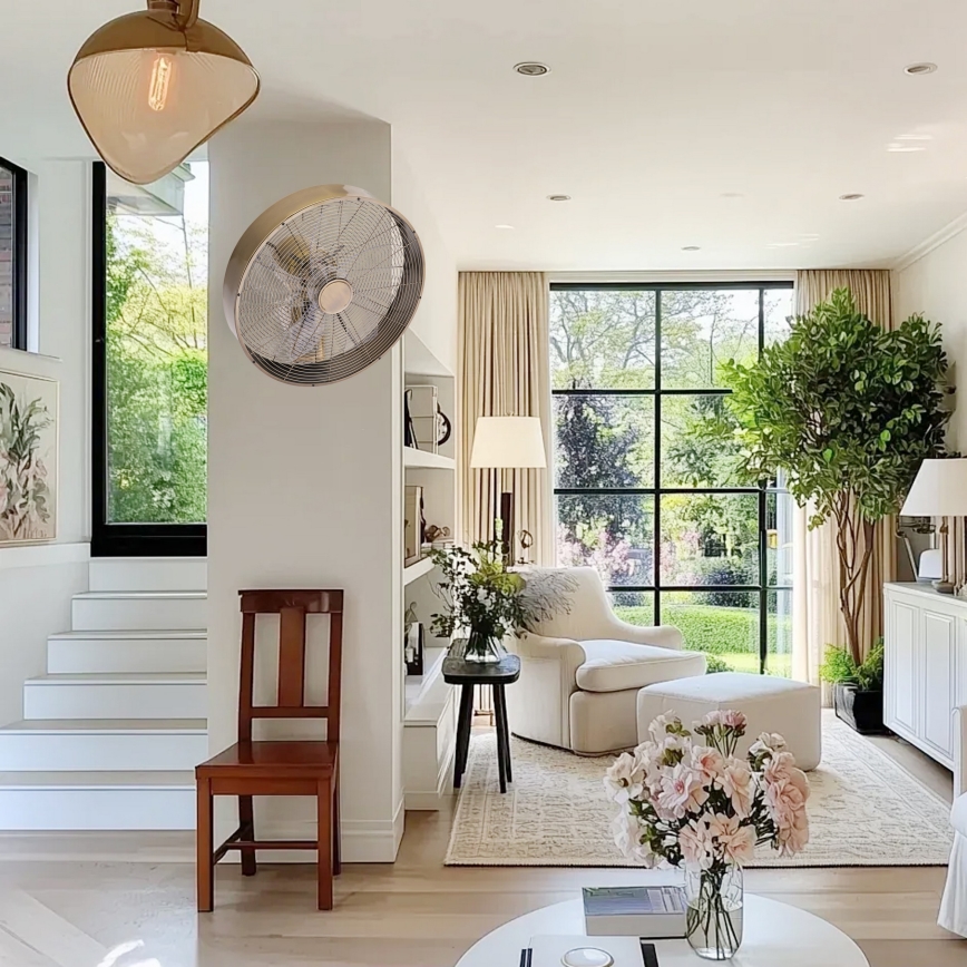 ZEVENTI - Ventoinha de parede FANNY 50W/230V Ø 45 cm bronze + controlo remoto