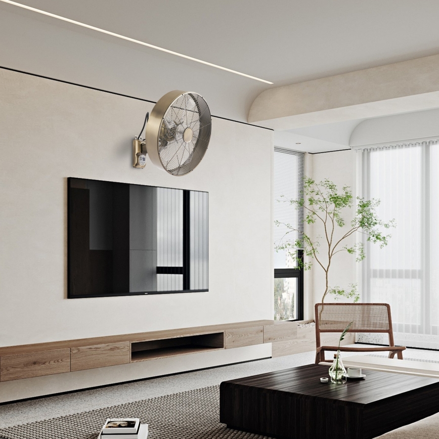 ZEVENTI - Ventoinha de parede FANNY 50W/230V Ø 45 cm bronze + controlo remoto