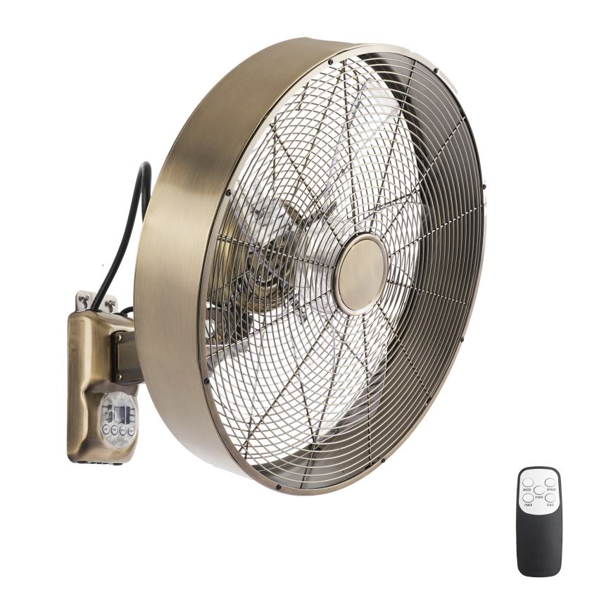 ZEVENTI - Ventoinha de parede FANNY 50W/230V Ø 45 cm bronze + controlo remoto