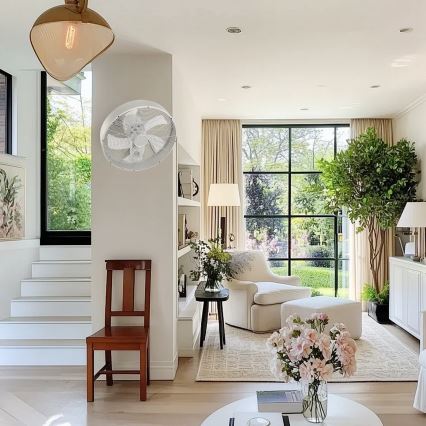 ZEVENTI - Ventilador de parede FANNY 50W/230V, cromado mate + controlo remoto