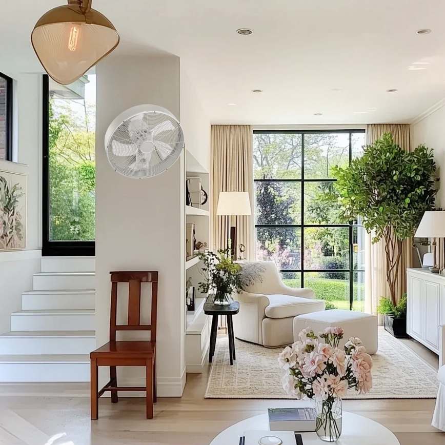 ZEVENTI - Ventilador de parede FANNY 50W/230V, cromado mate + controlo remoto