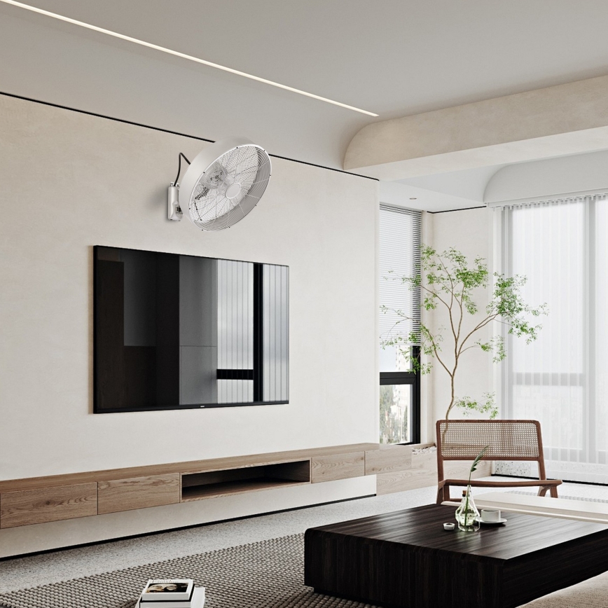 ZEVENTI - Ventilador de parede FANNY 50W/230V, cromado mate + controlo remoto