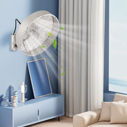 ZEVENTI - Ventilador de parede FANNY 50W/230V, cromado mate + controlo remoto