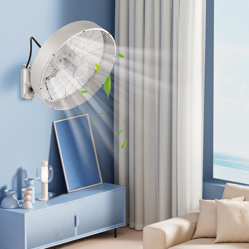 ZEVENTI - Ventilador de parede FANNY 50W/230V, cromado mate + controlo remoto