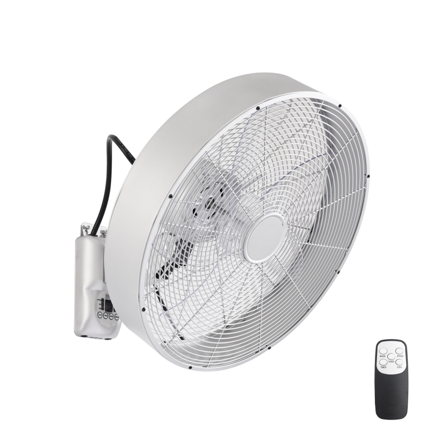 ZEVENTI - Ventilador de parede FANNY 50W/230V, cromado mate + controlo remoto