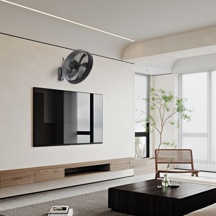 ZEVENTI - Ventilador de parede FANNY 50W/230V Ø 45 cm preto + controlo remoto