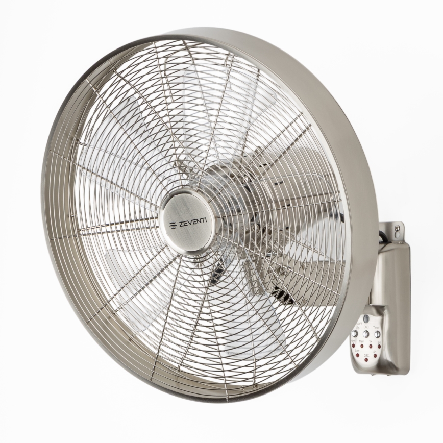 ZEVENTI - Ventilador de parede FREEZE 50W/230V diâmetro 45 cm cromado mate + controlo remoto