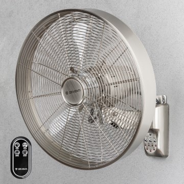 ZEVENTI - Ventilador de parede FREEZE 50W/230V diâmetro 45 cm cromado mate + controlo remoto