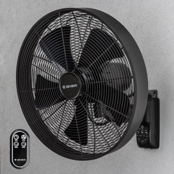 ZEVENTI - Ventilador de parede FREEZE 50W/230V diâmetro 45 cm preto + comando remoto