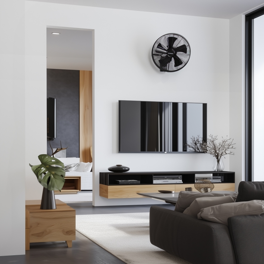 ZEVENTI - Ventilador de parede FREEZE 50W/230V diâmetro 45 cm preto + comando remoto