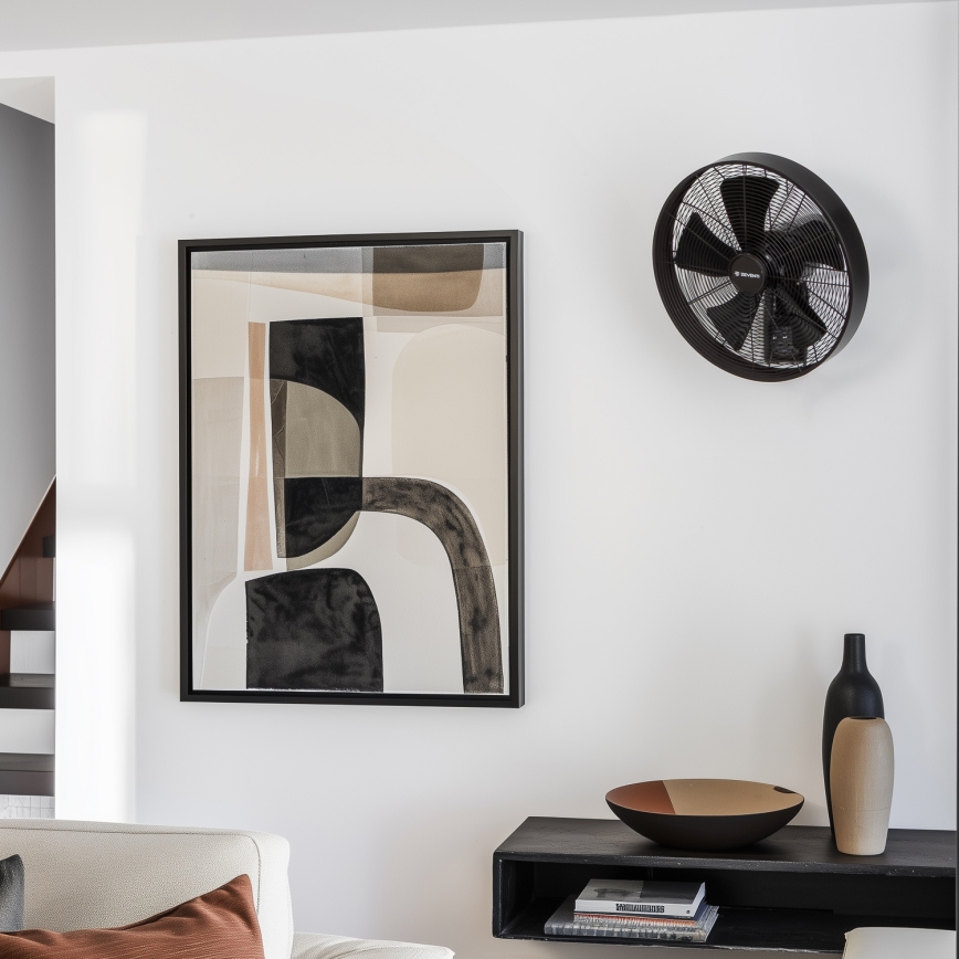 ZEVENTI - Ventilador de parede FREEZE 50W/230V diâmetro 45 cm preto + comando remoto