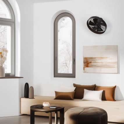 ZEVENTI - Ventilador de parede FREEZE 50W/230V Ø 45 cm preto/castanho + controlo remoto