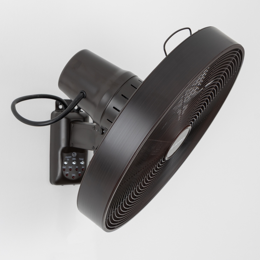 ZEVENTI - Ventilador de parede FREEZE 50W/230V Ø 45 cm preto/castanho + controlo remoto