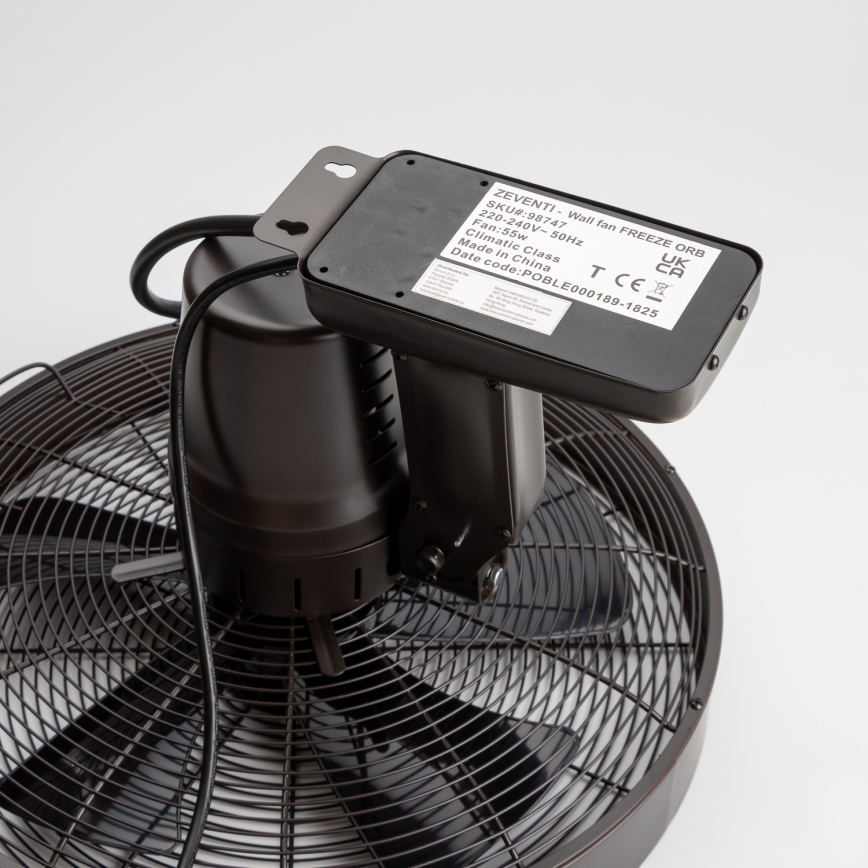 ZEVENTI - Ventilador de parede FREEZE 50W/230V Ø 45 cm preto/castanho + controlo remoto