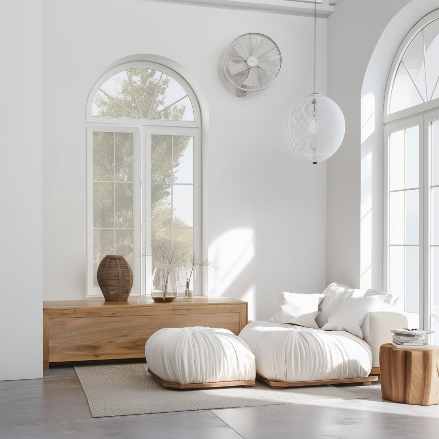 ZEVENTI - Ventilador de parede FREEZE 50W/230V Ø 45 cm branco + comando remoto