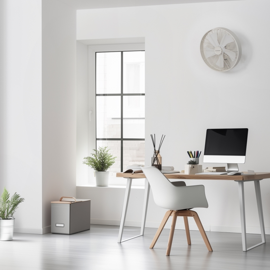 ZEVENTI - Ventilador de parede FREEZE 50W/230V Ø 45 cm branco + comando remoto