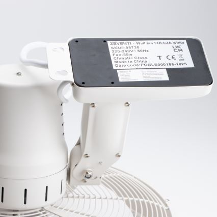 ZEVENTI - Ventilador de parede FREEZE 50W/230V Ø 45 cm branco + comando remoto