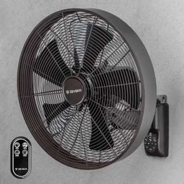 ZEVENTI - Ventilador de parede FREEZE 50W/230V Ø 45 cm preto/castanho + controlo remoto