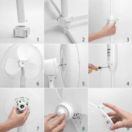 ZEVENTI - Ventilador de pé FLOW 40W/230V branco