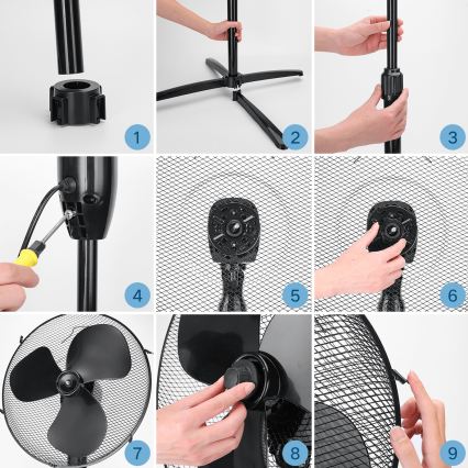 ZEVENTI - Ventilador de pé FLOW 40W/230V preto