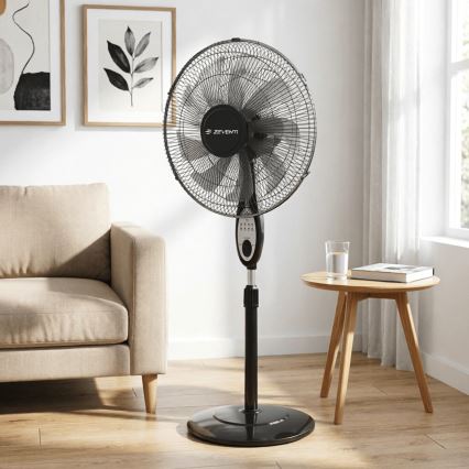 ZEVENTI - Ventilador de pé FLOW 55W/230V 130 cm preto + controlo remoto
