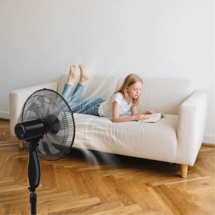 ZEVENTI - Ventilador de pé FLOW 55W/230V 130 cm preto + controlo remoto