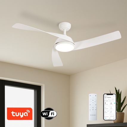 ZEVENTI - Ventilador de teto LED regulável AERYS LED/24W/230V 3000/4000/6000K Wi-Fi Tuya branco + controlo remoto