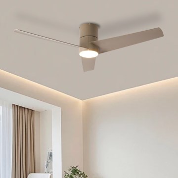 ZEVENTI - Ventilador de tecto LED BARROSA LED/18W/230V 3000/4000/6000K Wi-Fi Tuya bege + controlo remoto