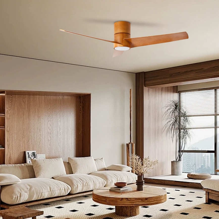 ZEVENTI - Ventilador de teto LED BARROSA LED/18W/230V 3000/4000/6000K Wi‑Fi Tuya castanho + controlo remoto