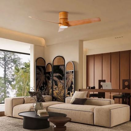 ZEVENTI - Ventilador de teto LED BARROSA LED/18W/230V 3000/4000/6000K Wi‑Fi Tuya castanho + controlo remoto