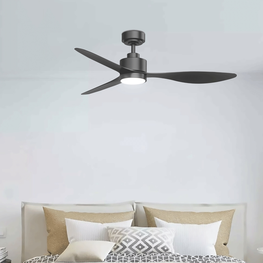 ZEVENTI - Ventilador de tecto LED regulável ULUWATU LED/20W/230V 2700-6500K 132 cm preto + controlo remoto