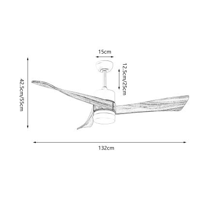 ZEVENTI - Ventilador de teto LED NATURITO LED/18W/230V 3000/4000/6000K Wi-Fi Tuya preto/carvalho + controlo remoto