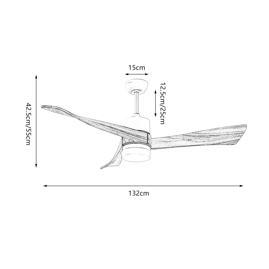 ZEVENTI - Ventilador de tecto LED NATURITO LED/18W/230V 3000/4000/6000K Wi-Fi Tuya branco/carvalho + controlo remoto