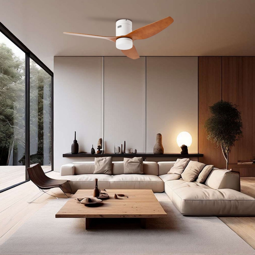 ZEVENTI - Ventilador de teto LED PADUA LED/18W/230V 3000/4000/6000K Wi-Fi Tuya branco/castanho + comando remoto
