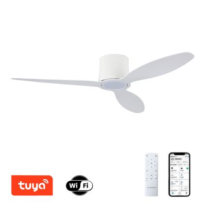 ZEVENTI - Ventilador de teto LED dimerizável VENTORA LED/24W/230V 3000/4000/6000K Wi-Fi Tuya branco + controlo remoto