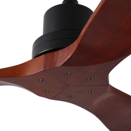 ZEVENTI - Ventilador de tecto LIONI Wi-Fi Tuya preto/carvalho + controlo remoto