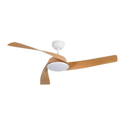 ZEVENTI - Ventilador de teto LED regulável AERYS LED/24W/230V 3000/4000/6000K Wi‑Fi Tuya branco/carvalho + controlo remoto