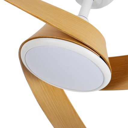 ZEVENTI - Ventilador de teto LED regulável AERYS LED/24W/230V 3000/4000/6000K Wi‑Fi Tuya branco/carvalho + controlo remoto