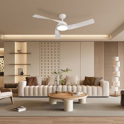 ZEVENTI - Ventilador de teto LED regulável AERYS LED/24W/230V 3000/4000/6000K Wi-Fi Tuya branco + controlo remoto