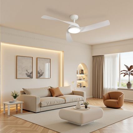 ZEVENTI - Ventilador de teto LED regulável AERYS LED/24W/230V 3000/4000/6000K Wi-Fi Tuya branco + controlo remoto