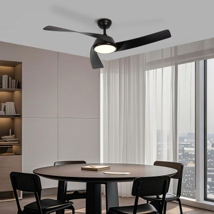 ZEVENTI - Ventilador de teto LED regulável AERYS LED/24W/230V 3000/4000/6000K Wi-Fi Tuya preto + comando remoto