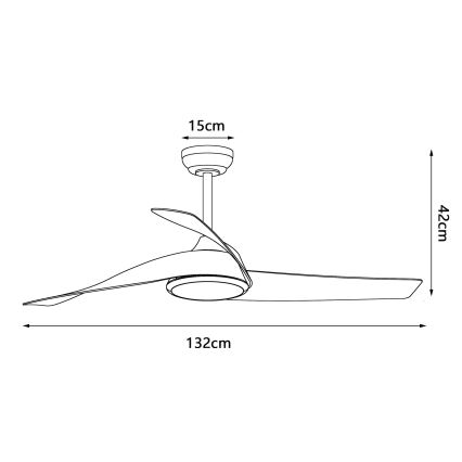 ZEVENTI - Ventilador de teto LED regulável AERYS LED/24W/230V 3000/4000/6000K Wi-Fi Tuya preto + comando remoto