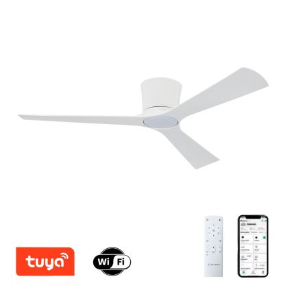 ZEVENTI - Ventilador de teto LED dimerizável AUREX LED/24W/230V 3000/4000/6000K Wi‑Fi Tuya branco + comando remoto