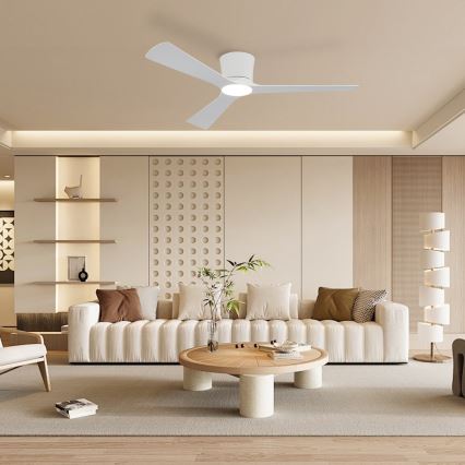 ZEVENTI - Ventilador de teto LED dimerizável AUREX LED/24W/230V 3000/4000/6000K Wi‑Fi Tuya branco + comando remoto