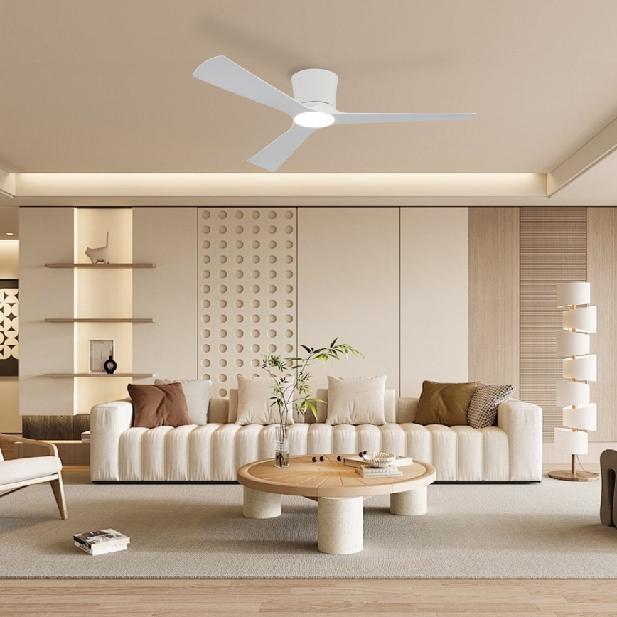 ZEVENTI - Ventilador de teto LED dimerizável AUREX LED/24W/230V 3000/4000/6000K Wi‑Fi Tuya branco + comando remoto