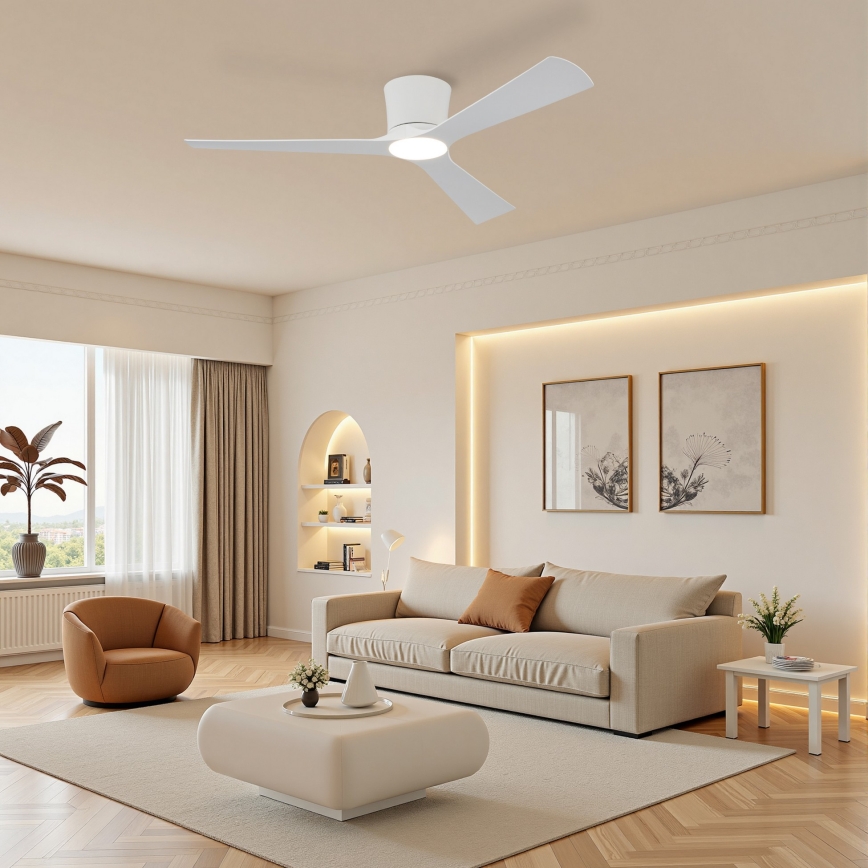 ZEVENTI - Ventilador de teto LED dimerizável AUREX LED/24W/230V 3000/4000/6000K Wi‑Fi Tuya branco + comando remoto